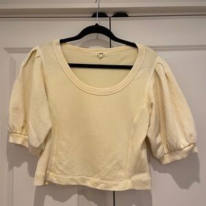 AERIE Butter Yellow Puff-Sleeve Knit Top - Women